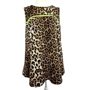 VOLL Animal print top blouse women's XL flowing long sleeveless browns loose